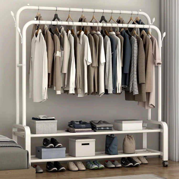 Simple wardrobe double-rod clothes rack floor