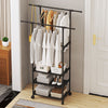 1pc Double Rod Clothes Rack With Wheels