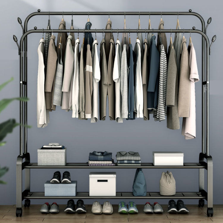 Simple wardrobe double-rod clothes rack floor