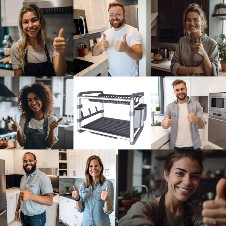 High-Grade Aluminum Dish Drying Rack with Drainboard