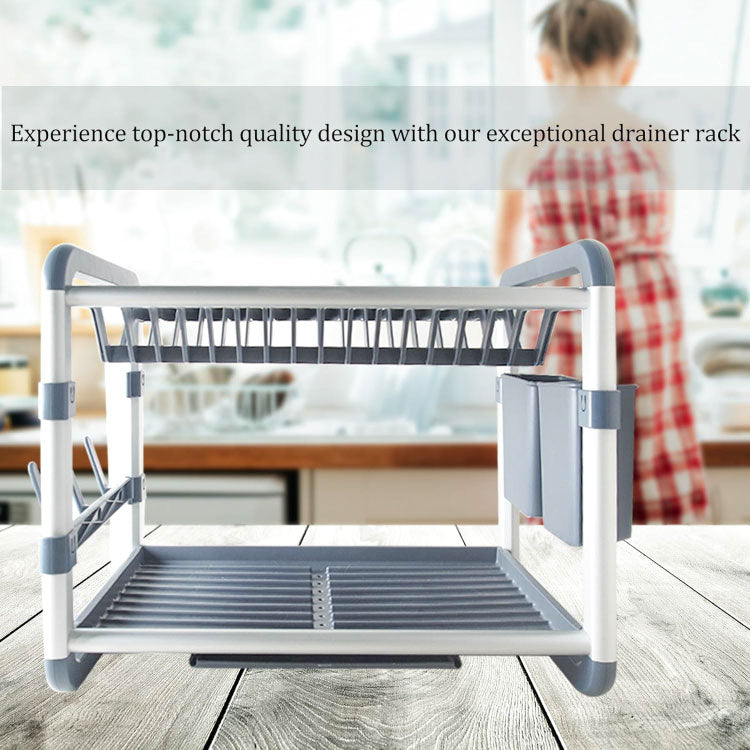 High-Grade Aluminum Dish Drying Rack with Drainboard