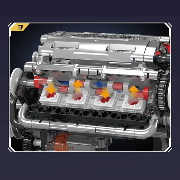 Motorized V8 Engine Building Block Set