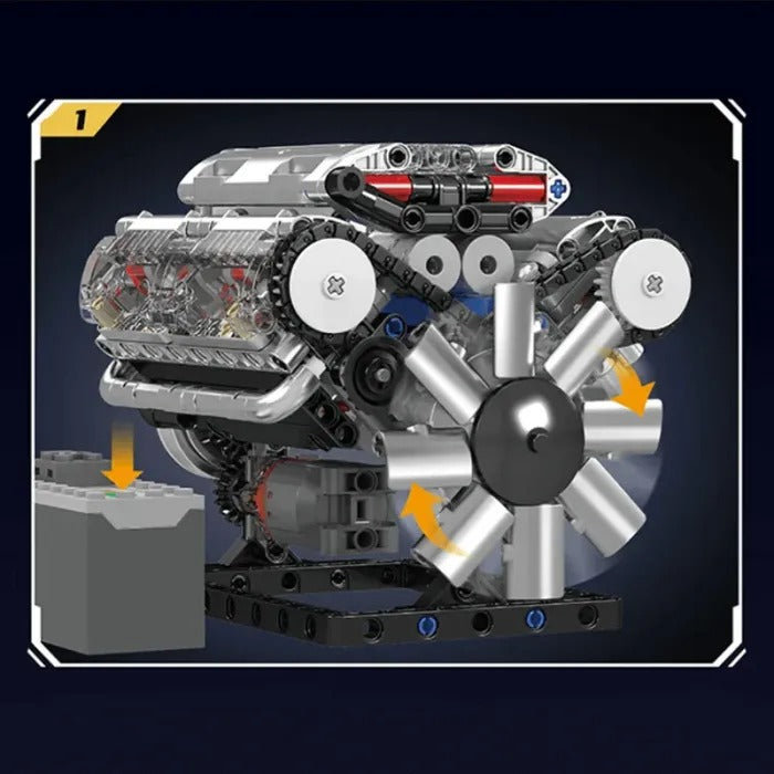 Motorized V8 Engine Building Block Set