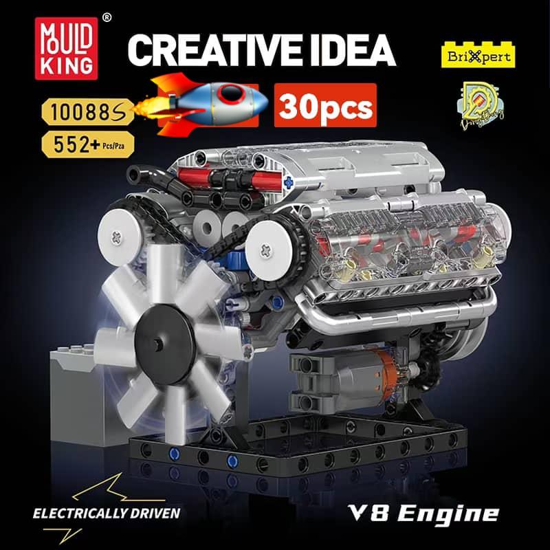 Motorized V8 Engine Building Block Set