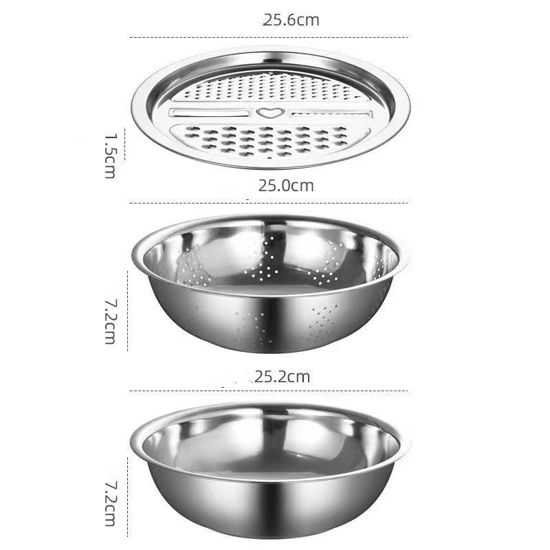 3-in-1 multifunctional stainless steel basin