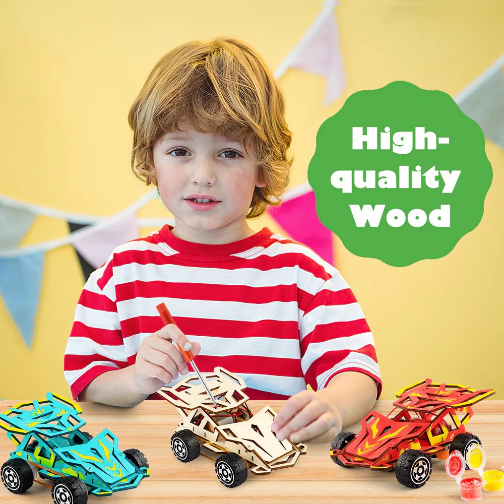 DIY Wood Craft Kit - Build & Paint Your Own Wooden Racing Car