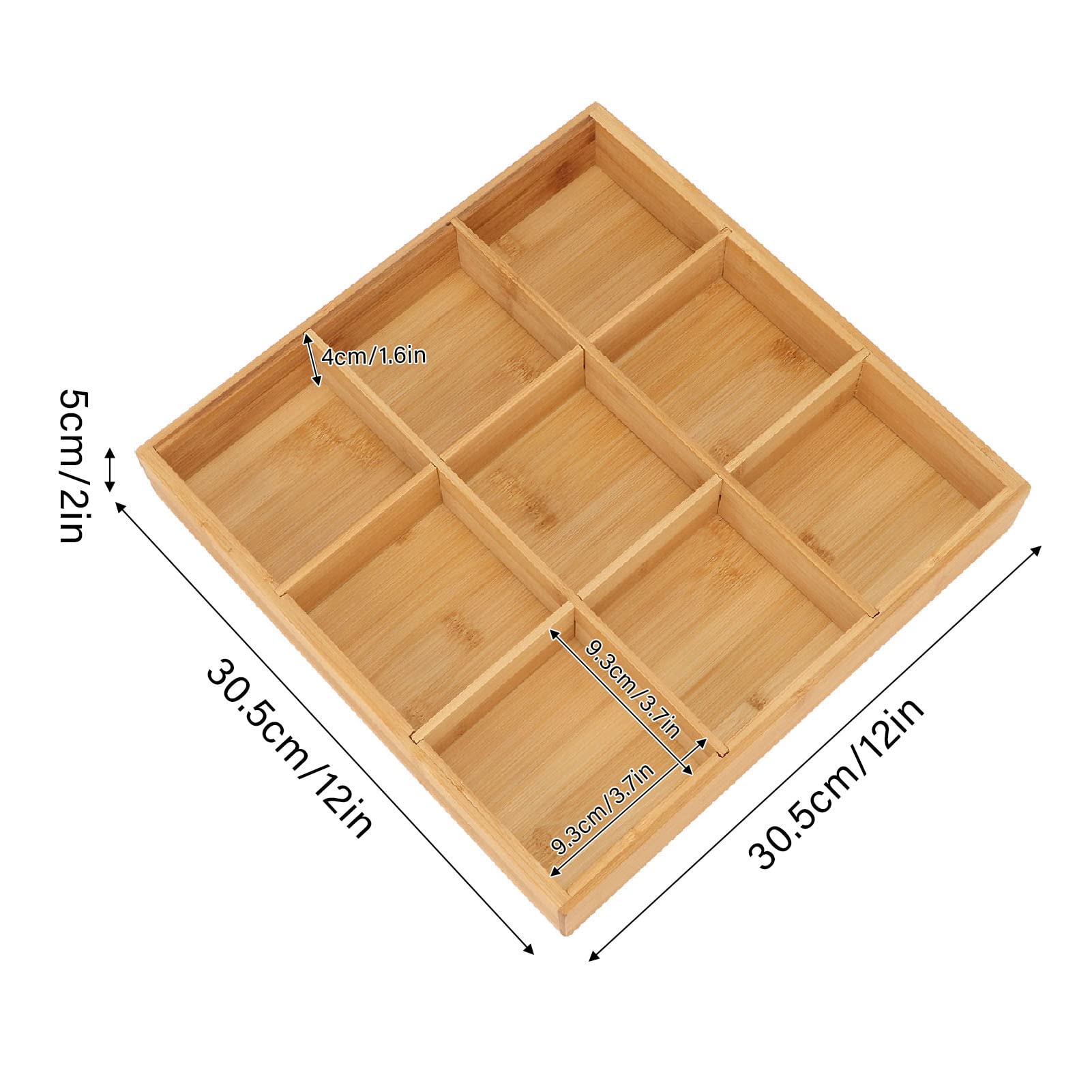 Bamboo Nuts Tray with Protective Lid – 9 Compartments