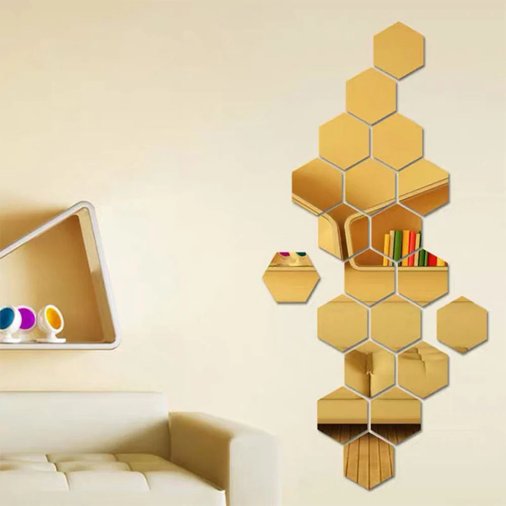 Hexagon Mirror Wall Sticker
