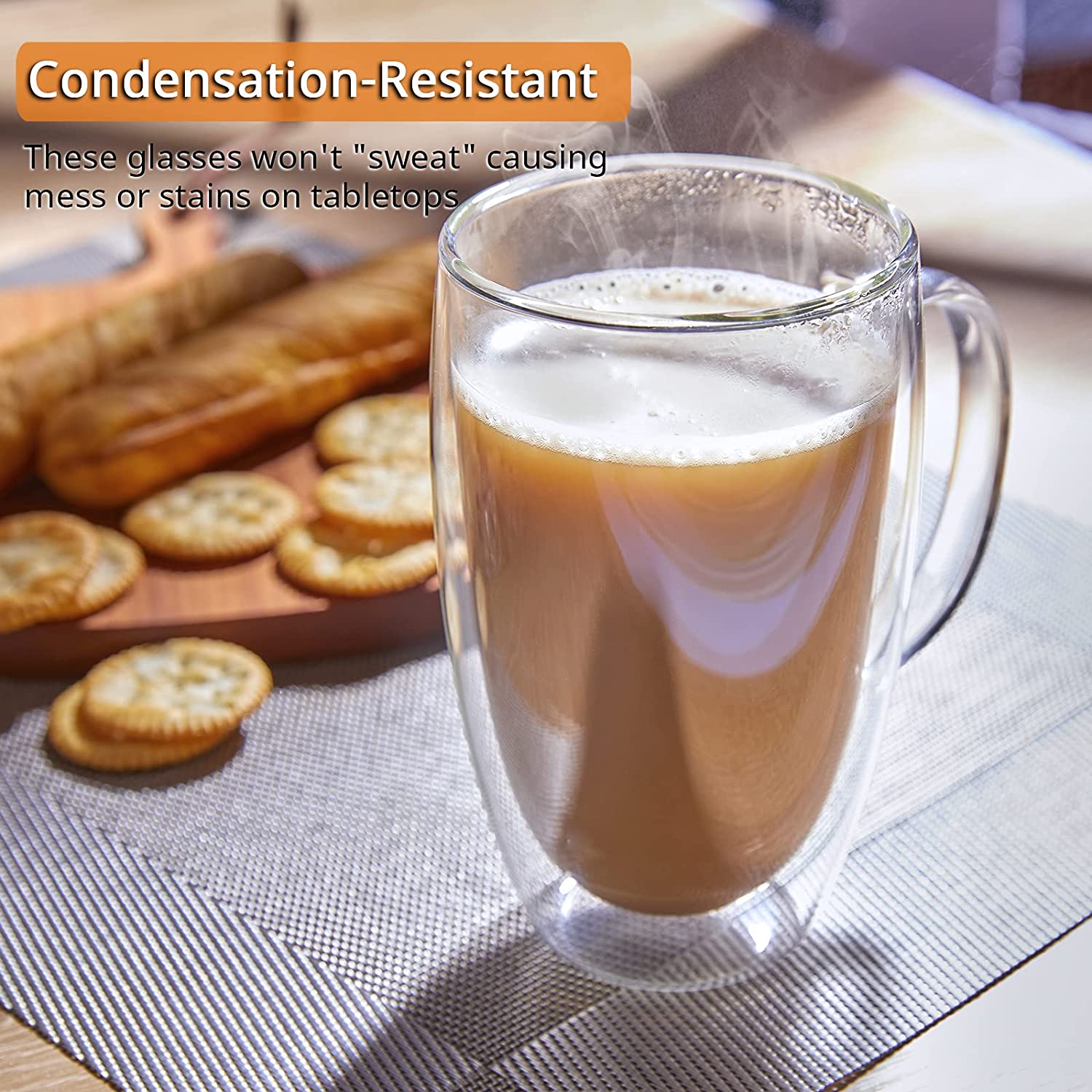 Double Wall Glass Coffee Cup With Handle