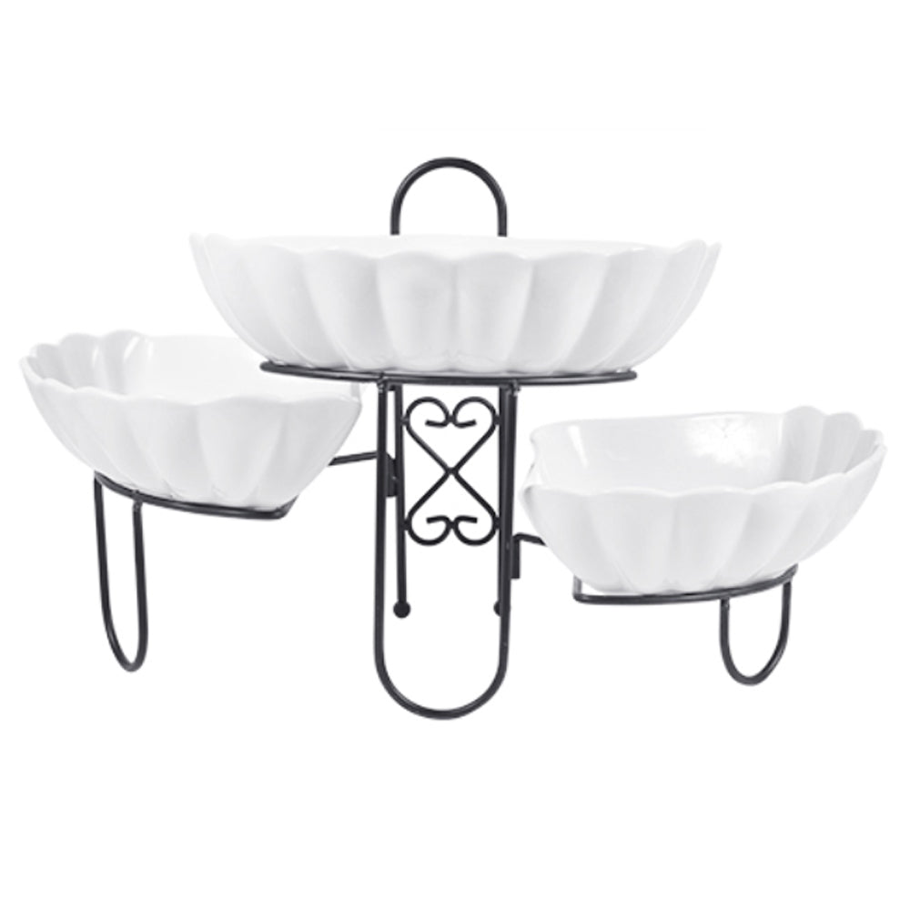 3 Tier Porcelain Plate With Stand (CHK-2160)