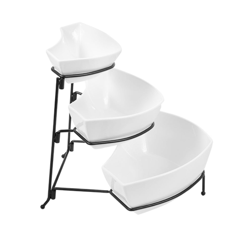 3 Tier Porcelain Plate With Stand (CHK-2138)