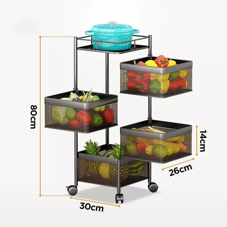 Multi-function Rotating Kitchen Shelf Square Standing Storage organizer