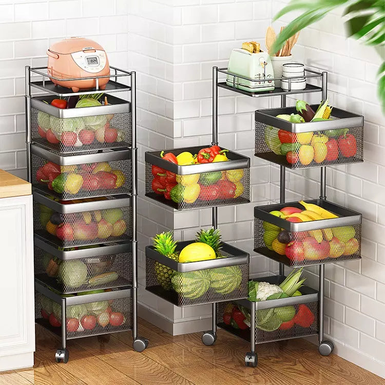 Multi-function Rotating Kitchen Shelf Square Standing Storage organizer