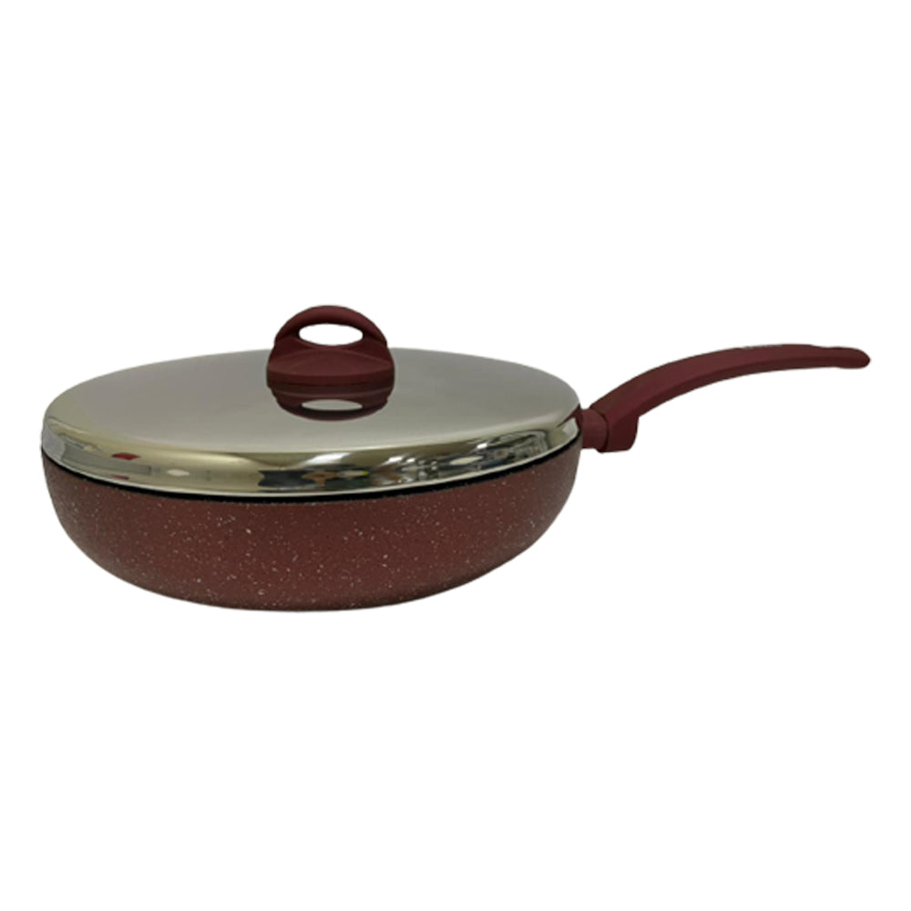 Lava Stone Granite Deep Fry Pan with Stainless Steel Lid