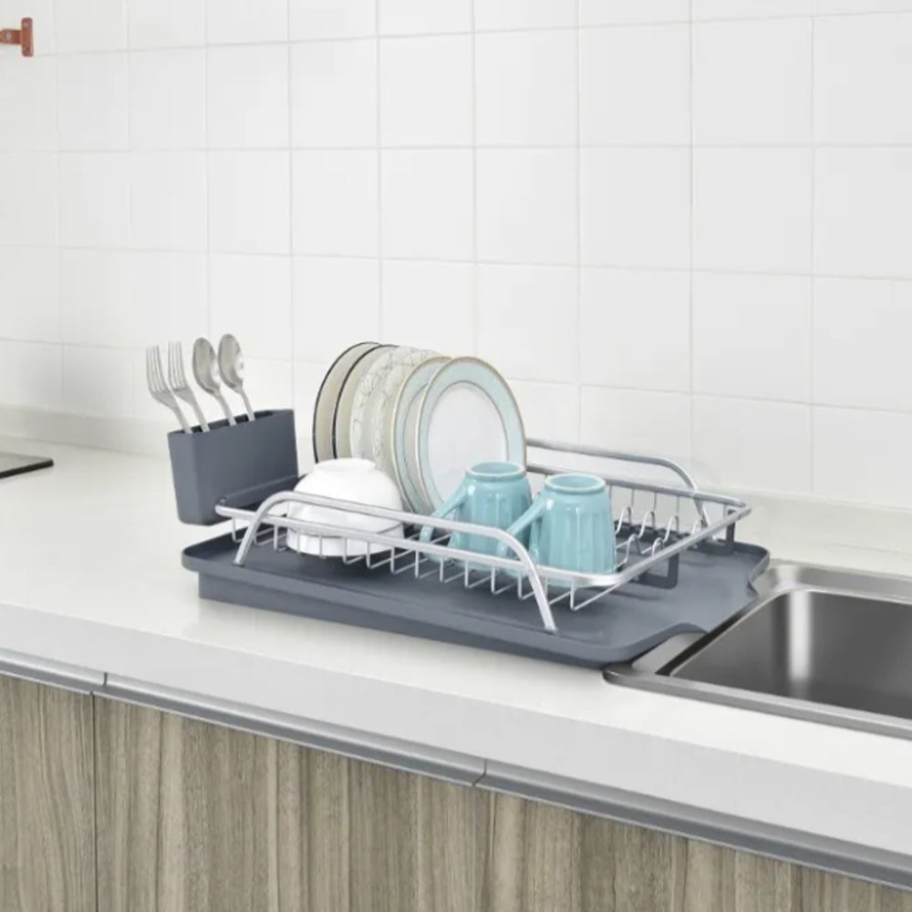 Aluminum plate drainer with tray