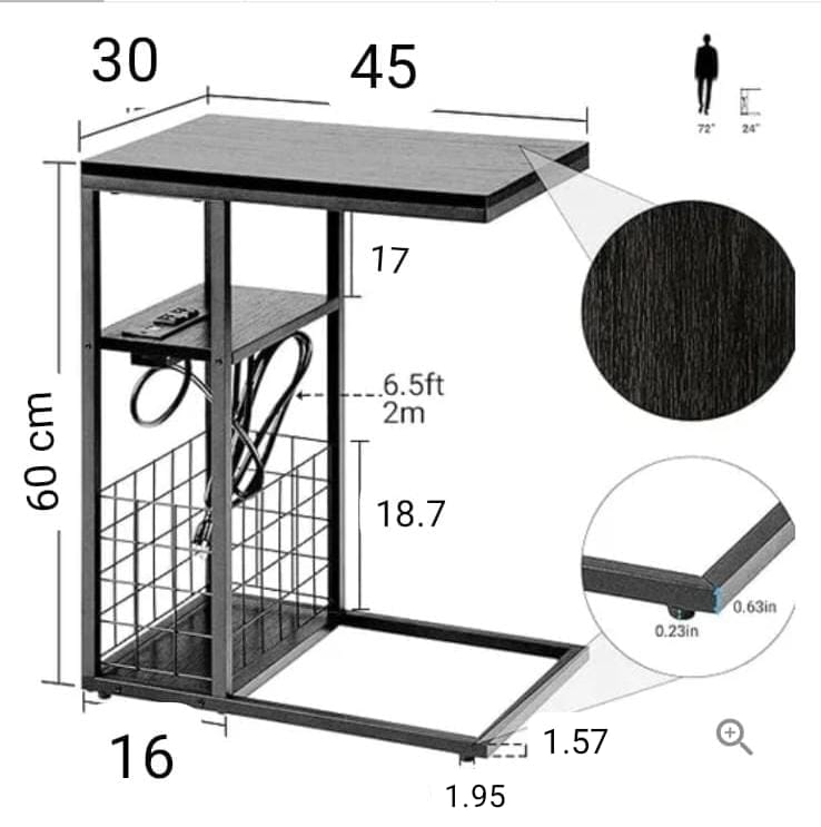 C Shaped End Table