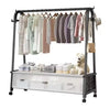 clothes rack   with lower storage drawers,