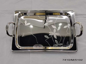Stainless steel  serving tray with handles