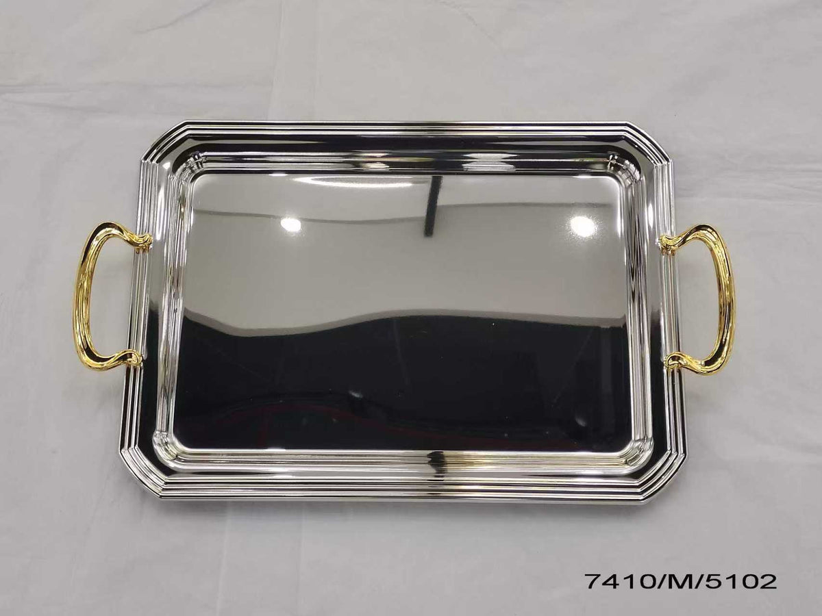 Stainless steel  serving tray with handles