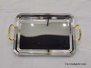 Stainless steel  serving tray with handles