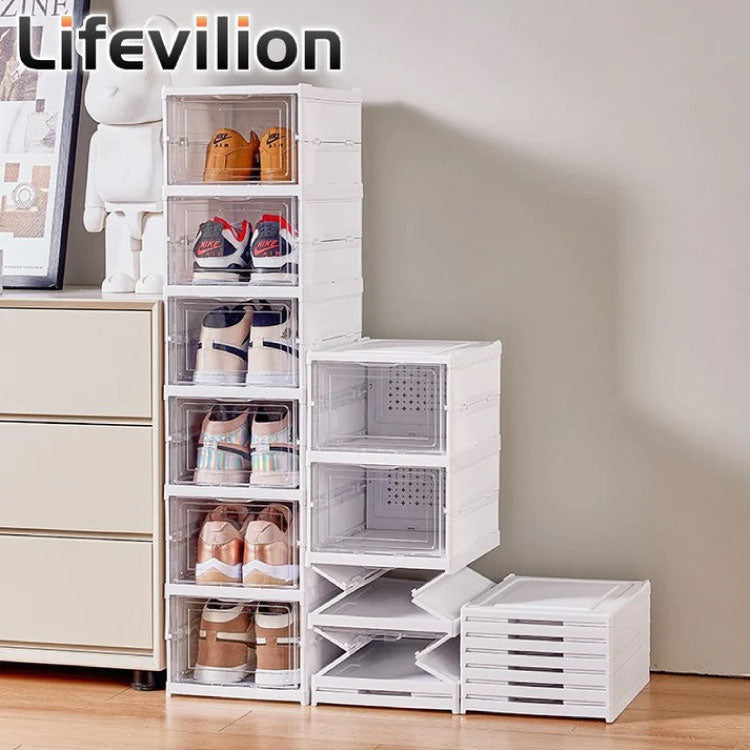 6-Tier Stackable Clear Plastic Shoe Storage Rack