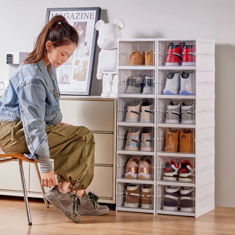 6-Tier Stackable Clear Plastic Shoe Storage Rack