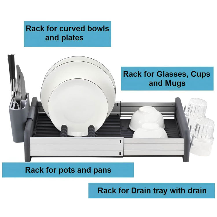 Extendable Dish Rack Durable Aluminum Dish Drainer