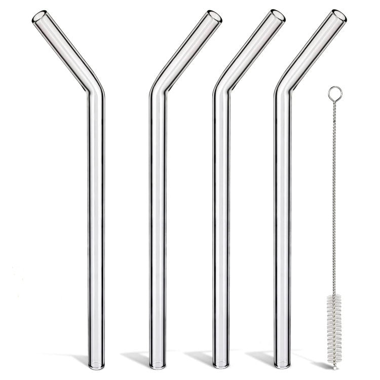 4pcs Reusable Glass Straws and brush