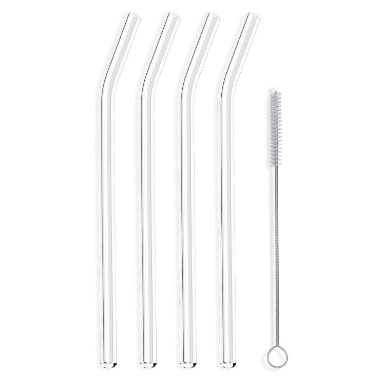 4pcs Reusable Glass Straws and brush