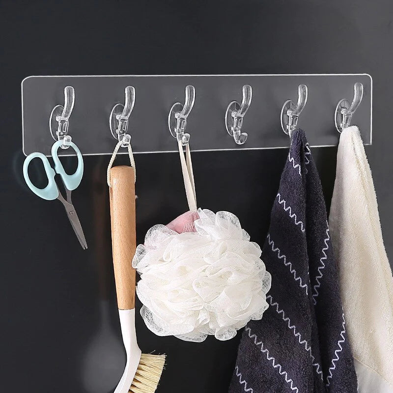 6 Row Transparent Wall Hook