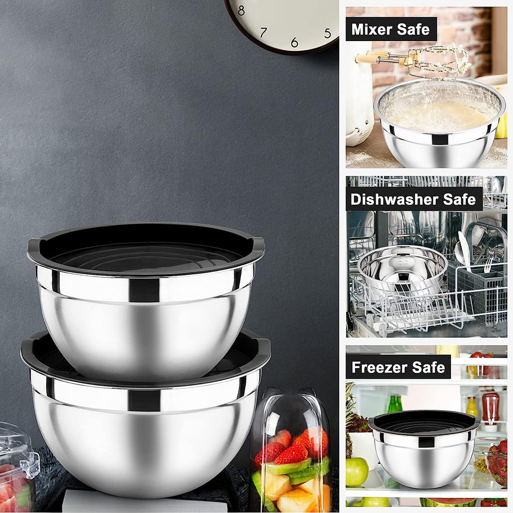 5-piece stainless steel salad and mixing bowl