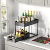 2-Tier Under Sink Organizer with Hooks, Bathroom & Kitchen Cabinet Organizer
