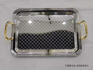 Stainless steel  serving tray with handles