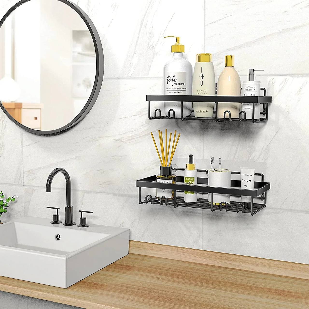 2PCS Aluminum Shelving Bathroom