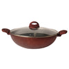 Lava Stone Granite Large Wok (32cm) with Glass Lid