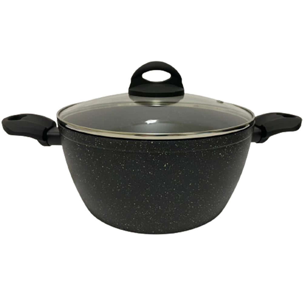 Lava Stone Granite Fryer Pot with Frying Basket & Glass Lid